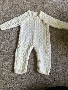12-18 months Cream Cable-Knit Baby One-Piece Romper NWOT